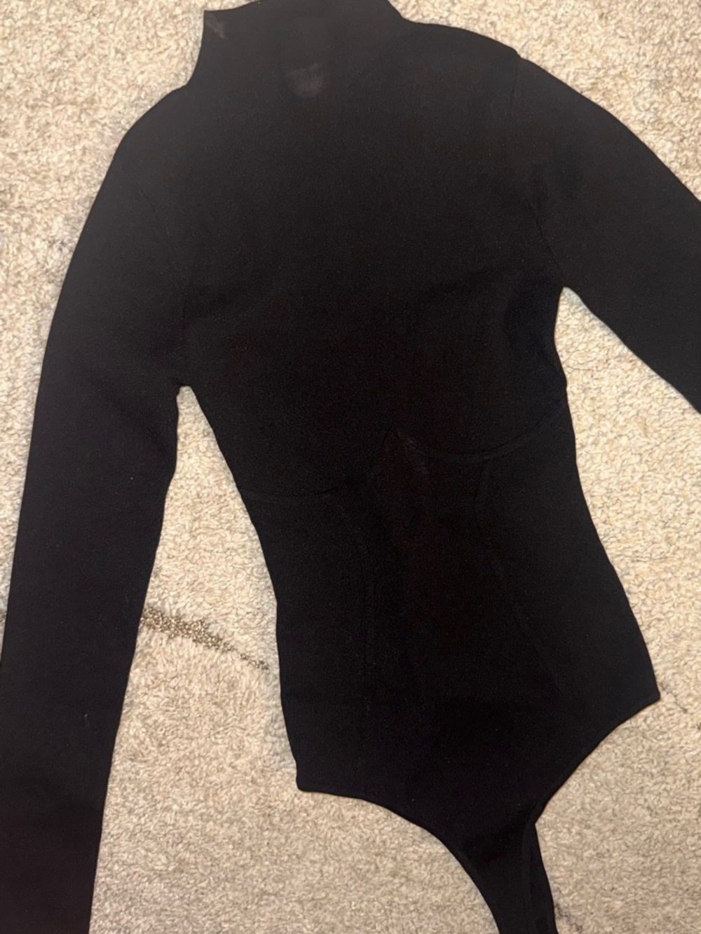 Shoe Dazzle Black Long-Sleeve Mock Neck Bodysuit